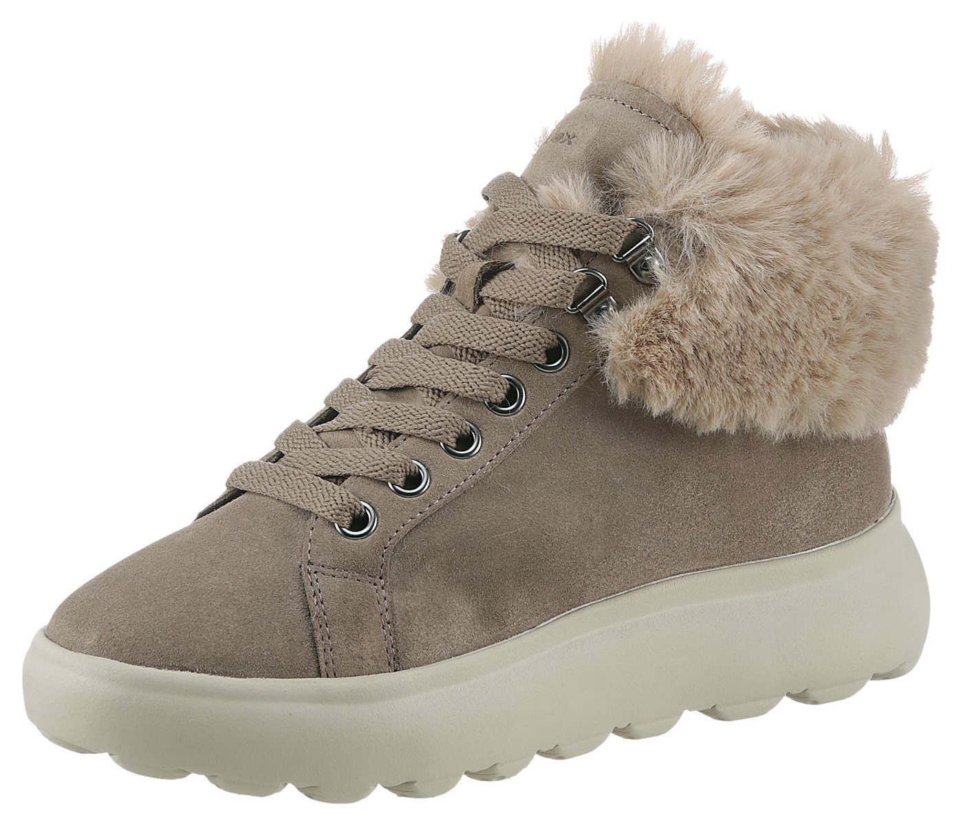 Geox D SPHERICA Winterboots High Top Sneaker, Schnürboots, Winterboots mit Plateausohle (beige)