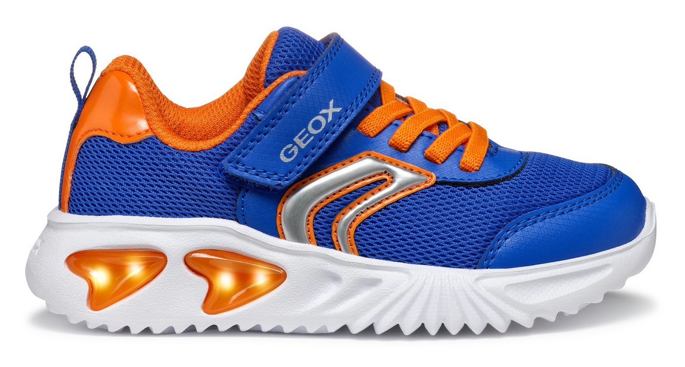 Geox J ASSISTER BOY Blinkschuh Sneaker Sportschuh, Klettschuh mit auffällig blinkender Sohle