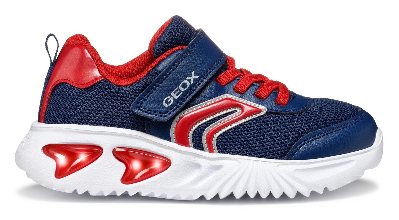 Geox J ASSISTER BOY Blinkschuh Sneaker Sportschuh, Klettschuh mit auffällig blinkender Sohle