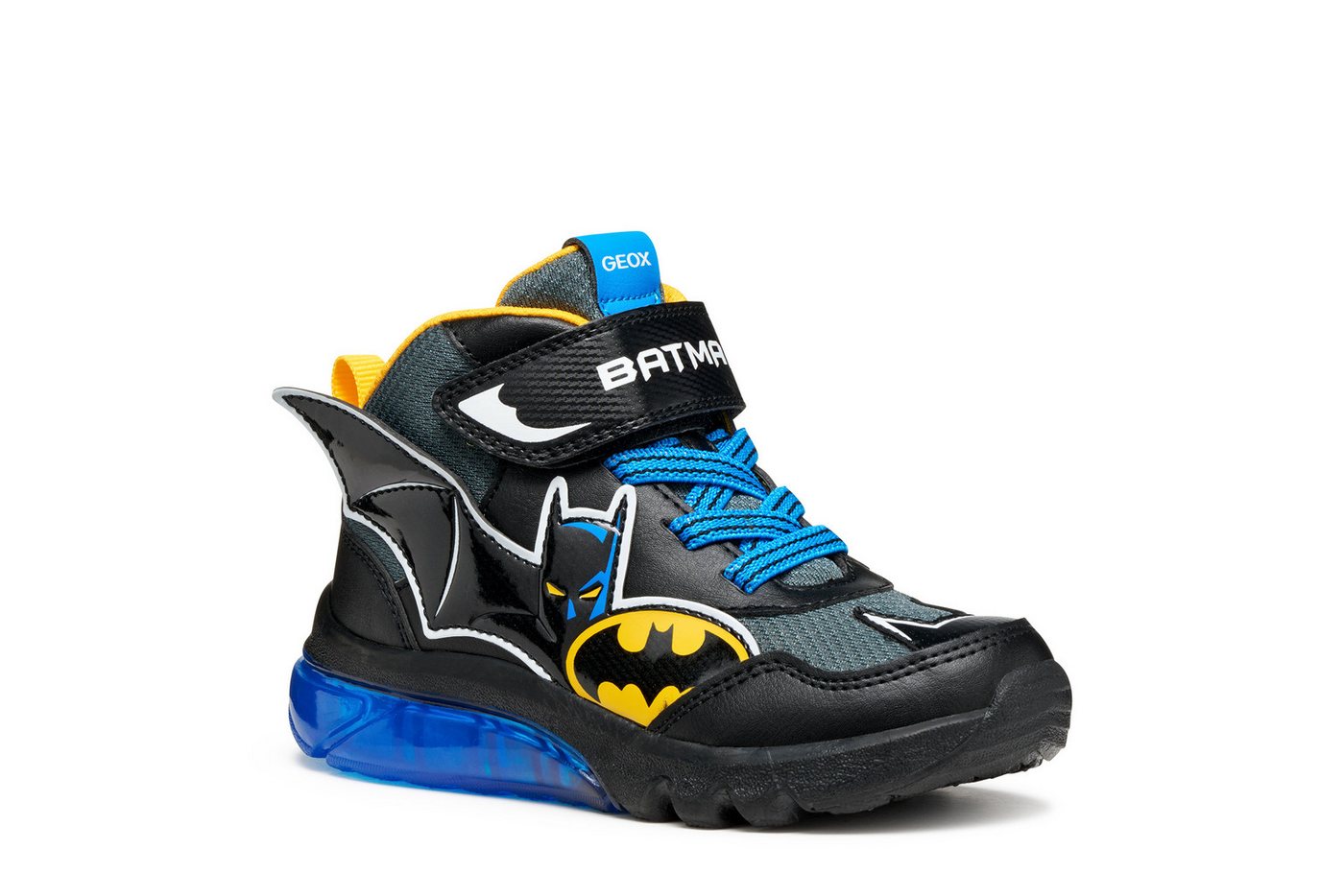 Geox J CIBERDRON BOY Batman Blinkschuh Sneaker Schnürboots, Blinkschuh mit cooler Blinkfunktion
