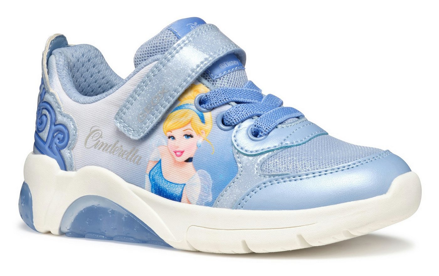 Geox J FADINLIGHT GIRL Blinkschuh Sneaker Disney Sneaker, Klettschuh mit Glitzer und Cinderella Motiv, Blinki
