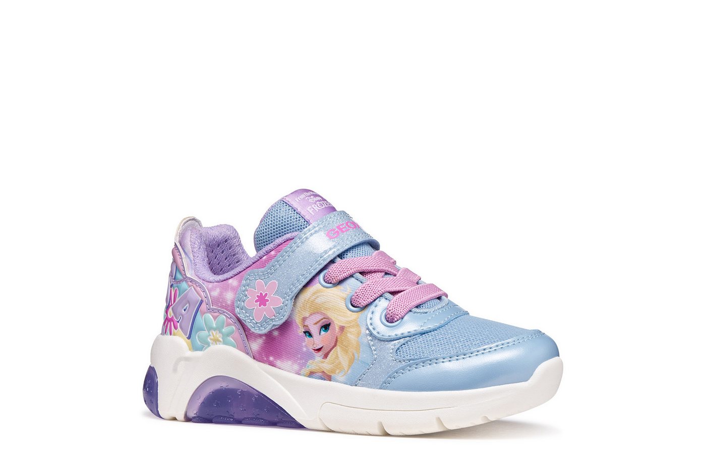 Geox J FADINLIGHT GIRL Sneaker Klettschuh mit Blüten und Elsa-Motiv, Größenschablone zum Download