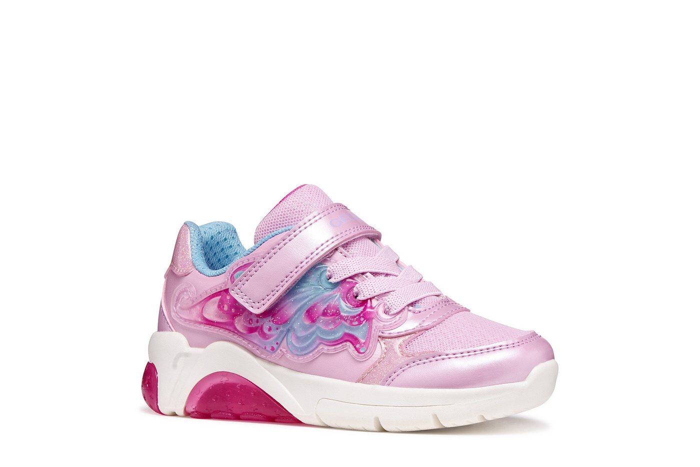 Geox J FADINLIGHT GIRL Sneaker Klettschuh mit toller Blinkfunktion, Größenschablone zum Download