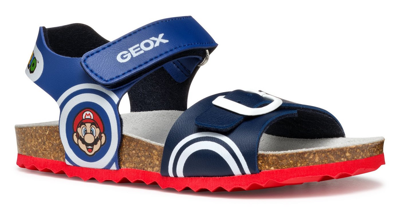 Geox J GHITA BOY Sandale, Klettschuh, Sommerschuh mit Super Mario Motiv und Logo