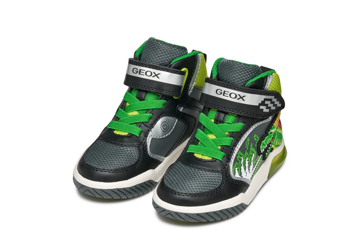Geox J INEK BOY_Blinkschuh Sneaker Schnürboots mit cooler Blinkfunktion, Größenschablone zum Download