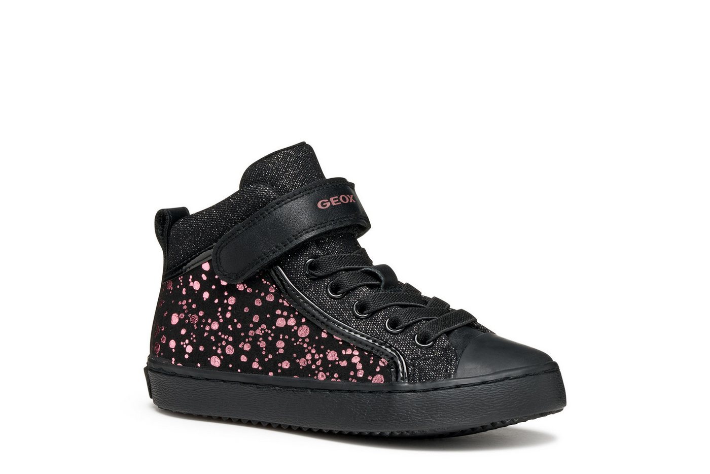 Geox J KALISPERA GIRL Sneaker Schnürboots, Glitzerschuh mit Gummizug, Größenschablone zum Download