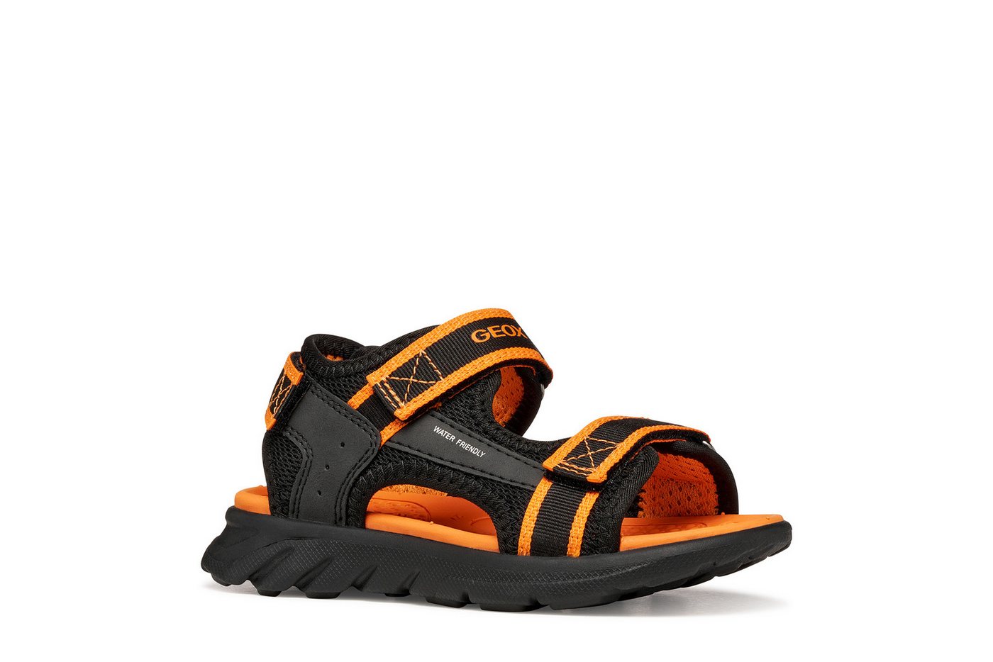 Geox J SANDAL AIRADYUM BO Sandale Klettschuh, Freizeitschuh mit Größenschablone zum Download (orange/schwarz)