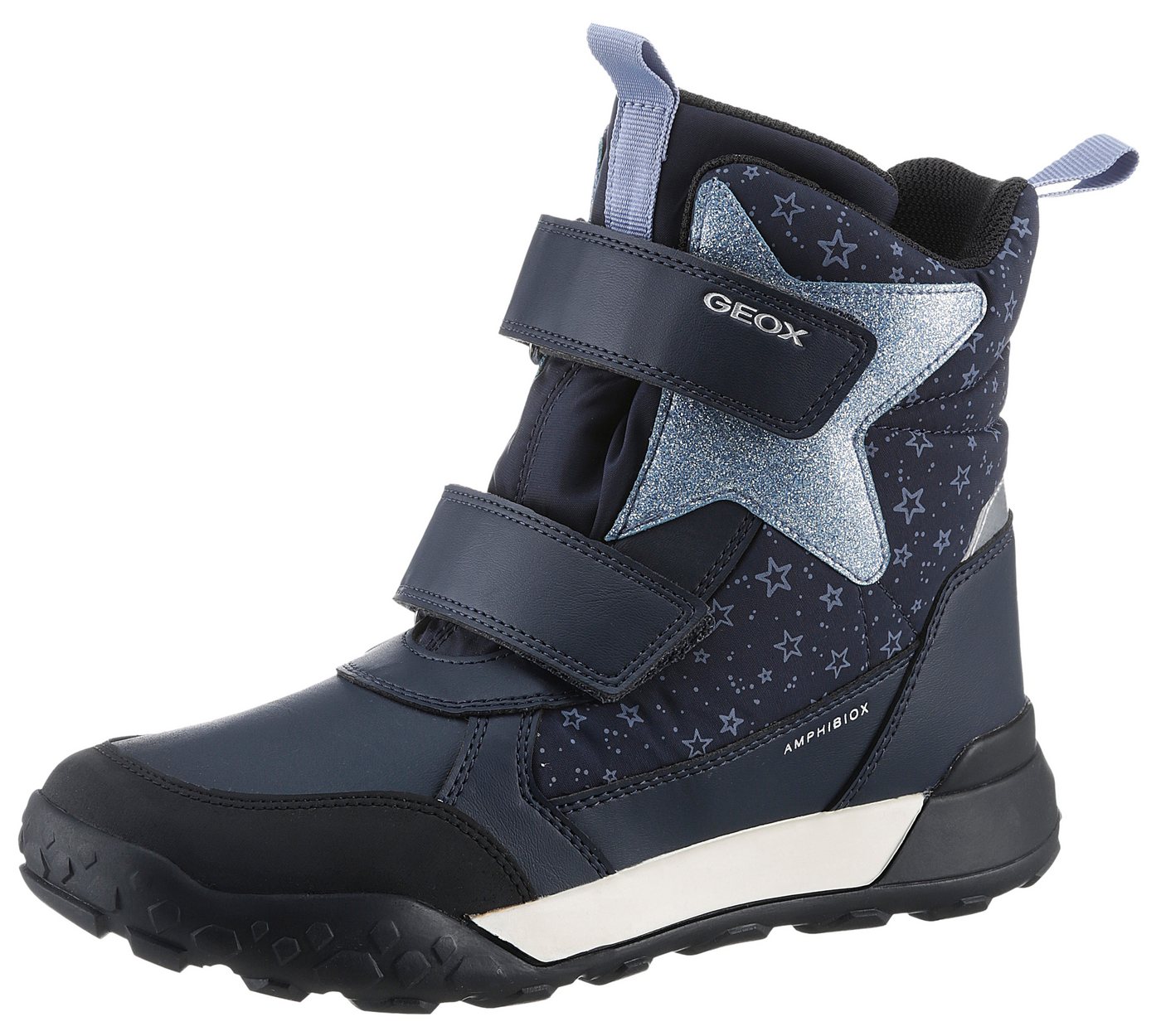 Geox J TREKKYUP GIRL B ABX Winterboots Klettstiefel, Snowboots, Winterstiefel mit Metallic Look