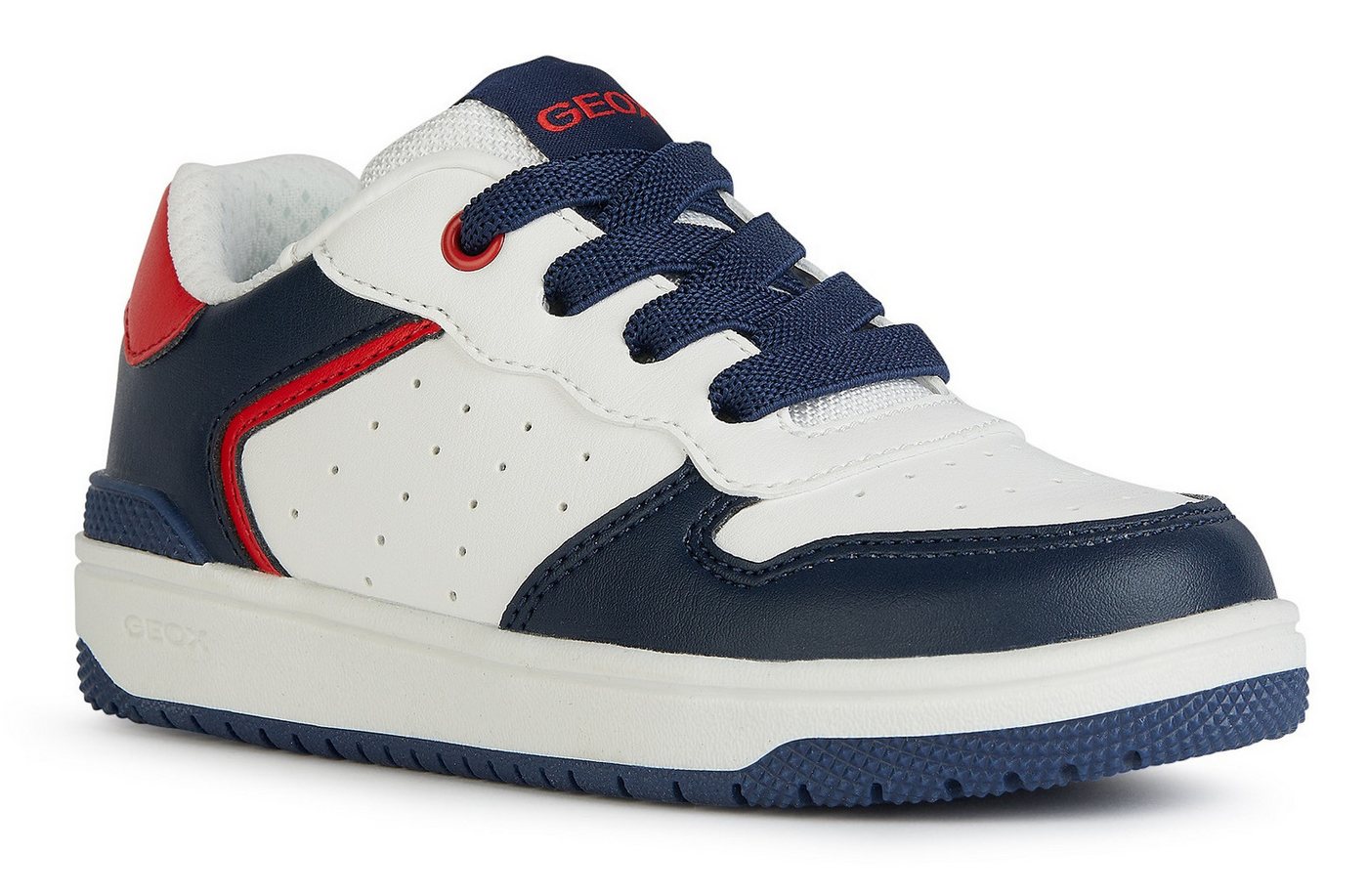 Geox J WASHIBA BOY Sneaker, Retro Sneaker, Schlupfschuh im Skater-Look (weiß/blau/rot)