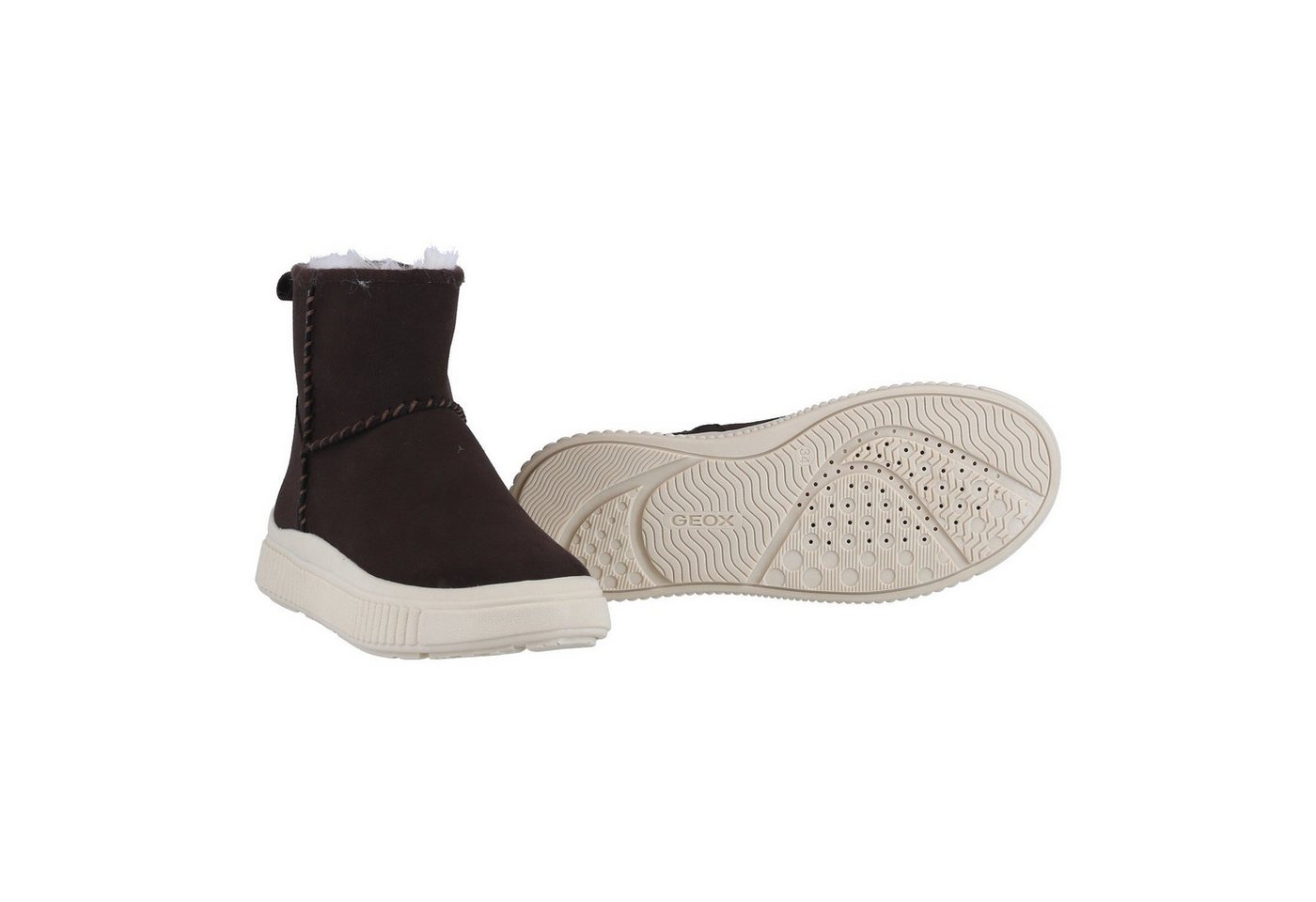 Geox Stiefelette Laquinny A (Veloursleder, warmes Innenfutter) dunkelbraun Winterstiefel