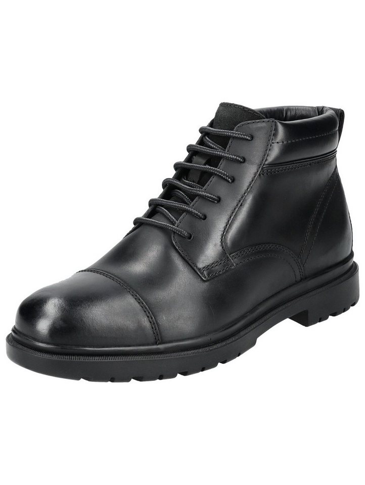 Geox Stiefelette Leder/Textil Schnürstiefelette (schwarz)