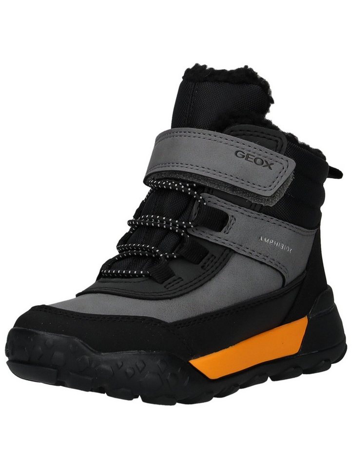 Geox Stiefelette Lederimitat/Textil Schnürstiefelette (grau/orange)