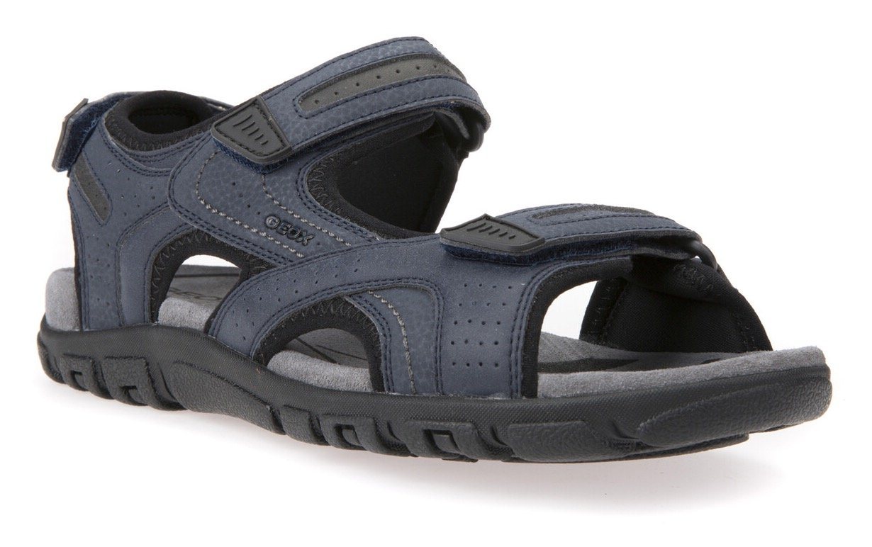 Geox UOMO SANDAL STRADA Sandale, Sommerschuh, Klettschuh, Outdoorsandale, im Trekking-Look (blau/grau)