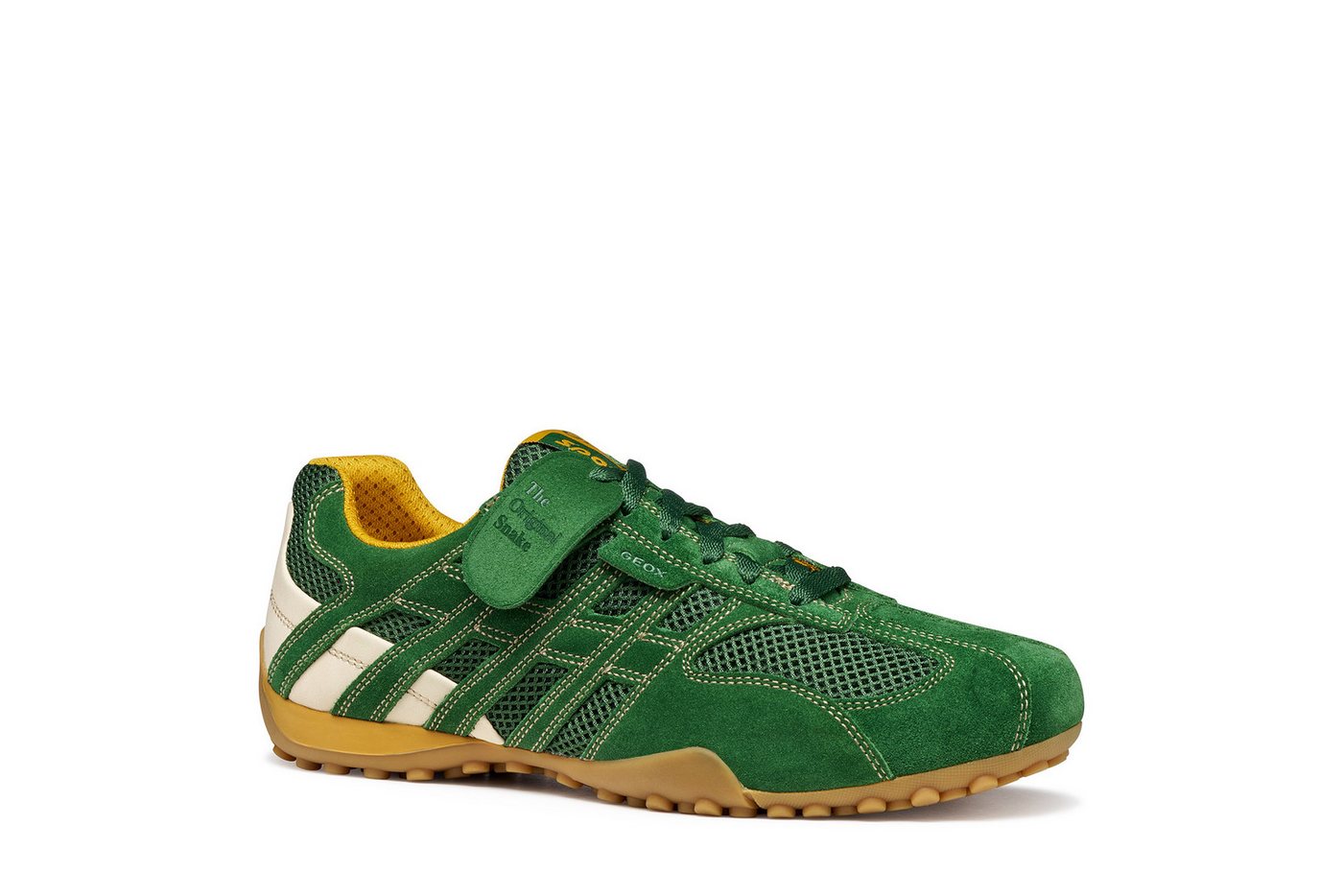Geox U SNAKE ORIGINAL Sneaker Halbschuh, Freizeitschuh, Schnürer im Retro-Look (grün)