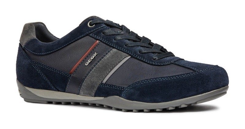 Geox U WELLS C Sneaker Casual Schuh, Schnürschuh mit Logoverzierung (blau/rot)