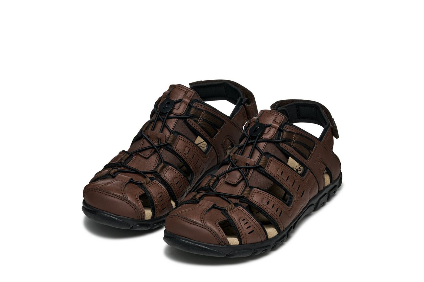 Geox UOMO SANDAL STRADA C Sandale, Sommerschuh, Klettschuh, Outdoorsandale, mit Lederfußbett