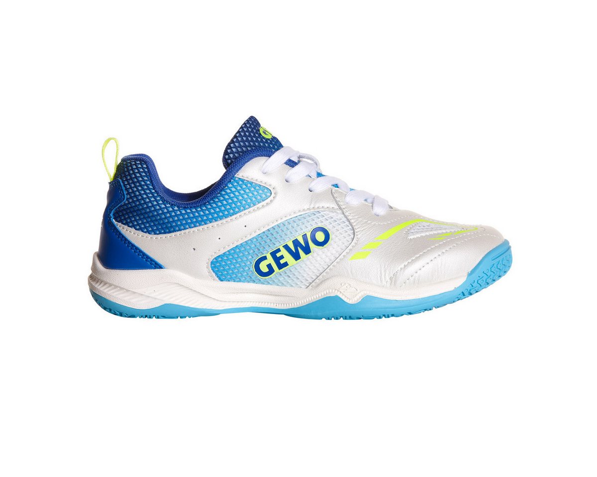 Gewo Tischtennis Schuh Junior Flex, Indoor Hallenschuh, weiß-blau Trainingsschuh geeignet für Tischtennis, Kinder