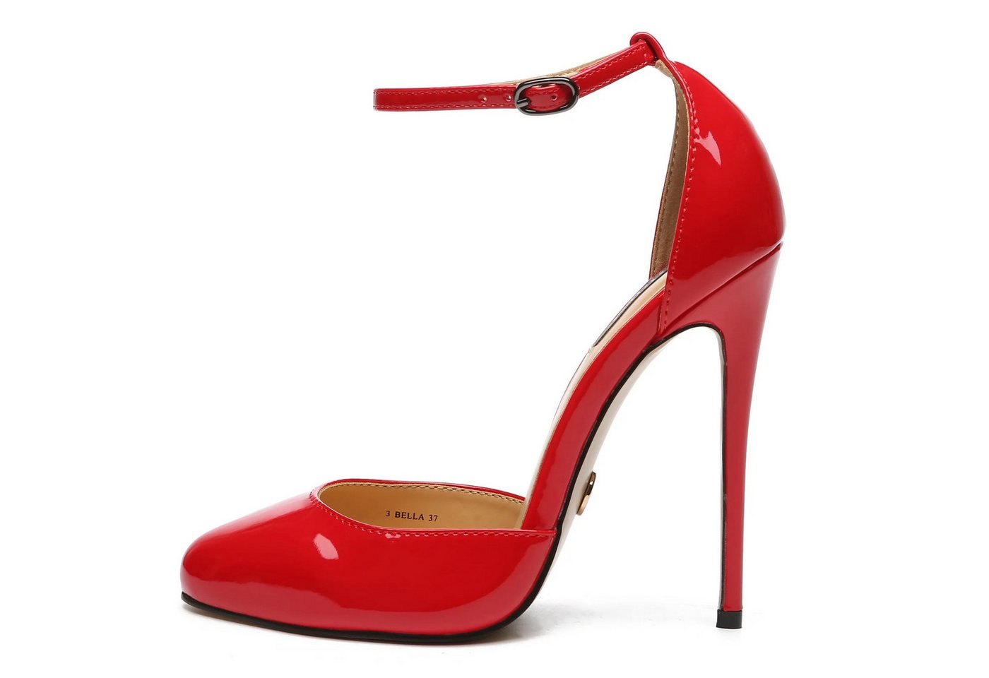 Giaro BELLA High-Heel-Sandalette 12 cm Absatz, geschlossener Zehenbereich, Riemchen, Rot glänzend