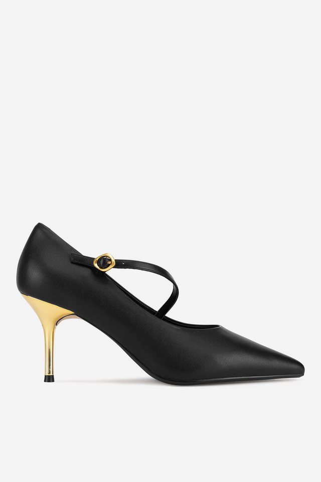 gino rossi – Damen-Pumps „Noella“ aus Veloursleder mit Goldabsatz Pumps Gürtel mit Schnalle