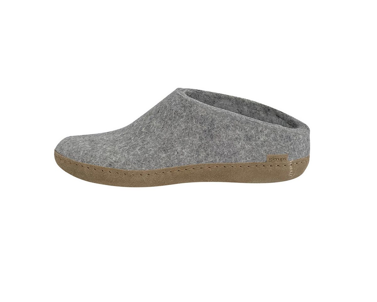glerups dk Ledersohle Pantoffel (1-tlg) Pantoffeln - Aus 100% reiner Naturwolle, Schützt vor Geruch (grau)
