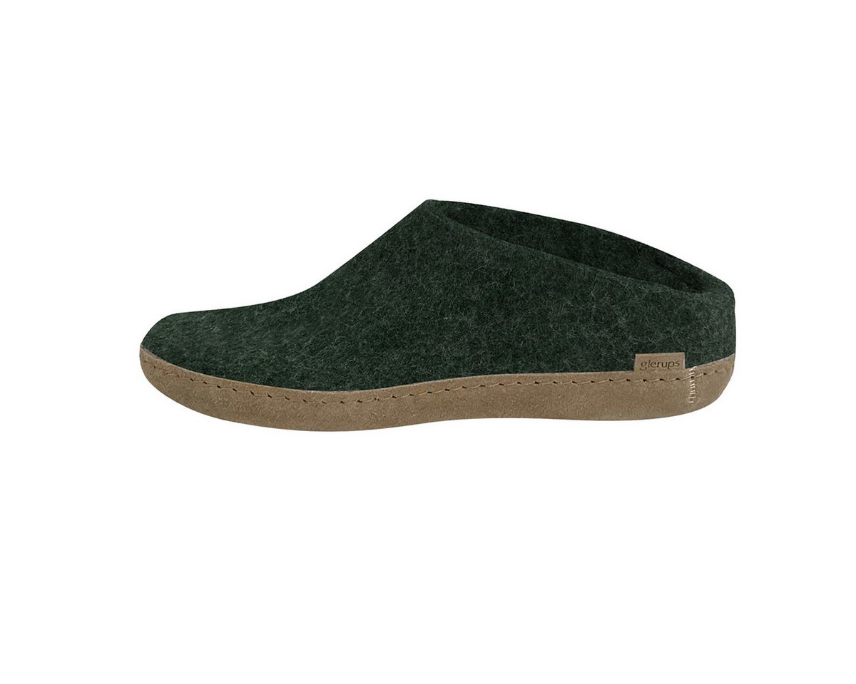 glerups dk Ledersohle Pantoffel (1-tlg) Pantoffeln - Aus 100% reiner Naturwolle, Schützt vor Geruch (Forest)