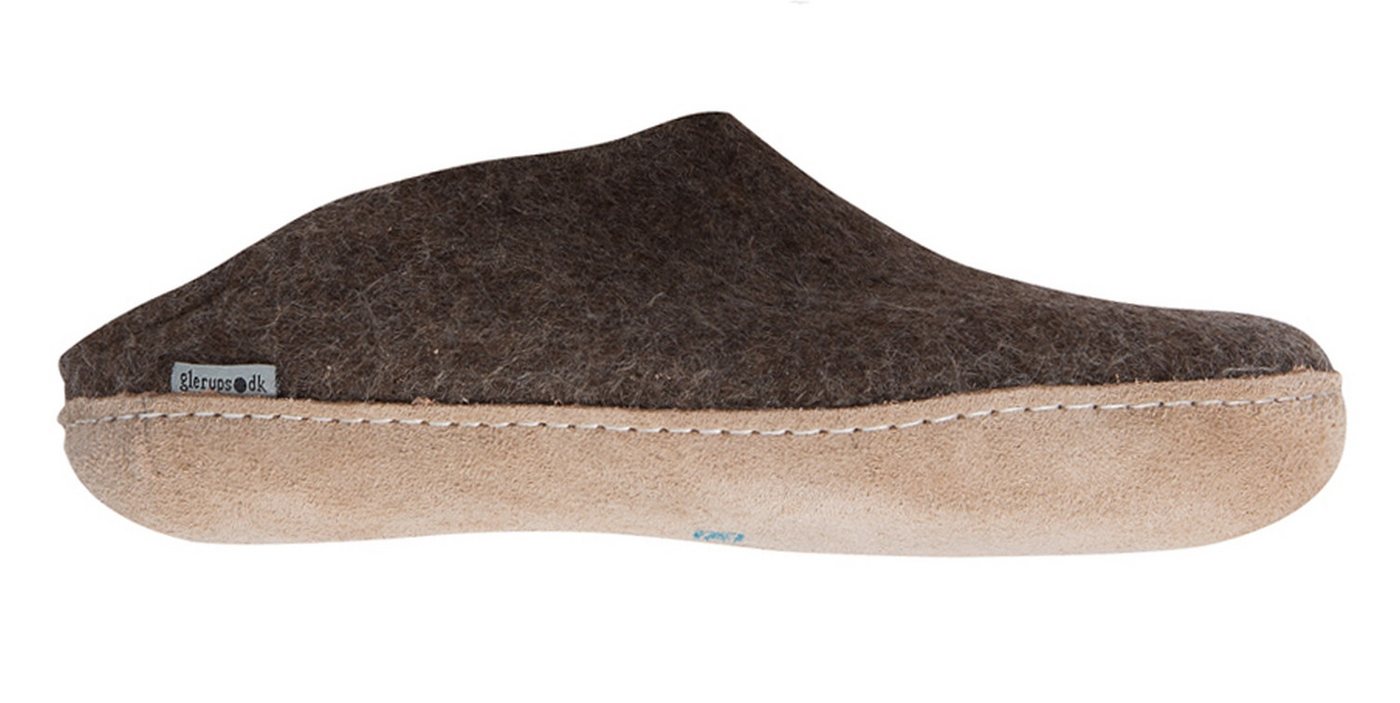 glerups dk Modell B Filzpantoffel Ledersohle Pantoffel antibakteriell, atmungsaktiv, hautschonend, geruchsneutral