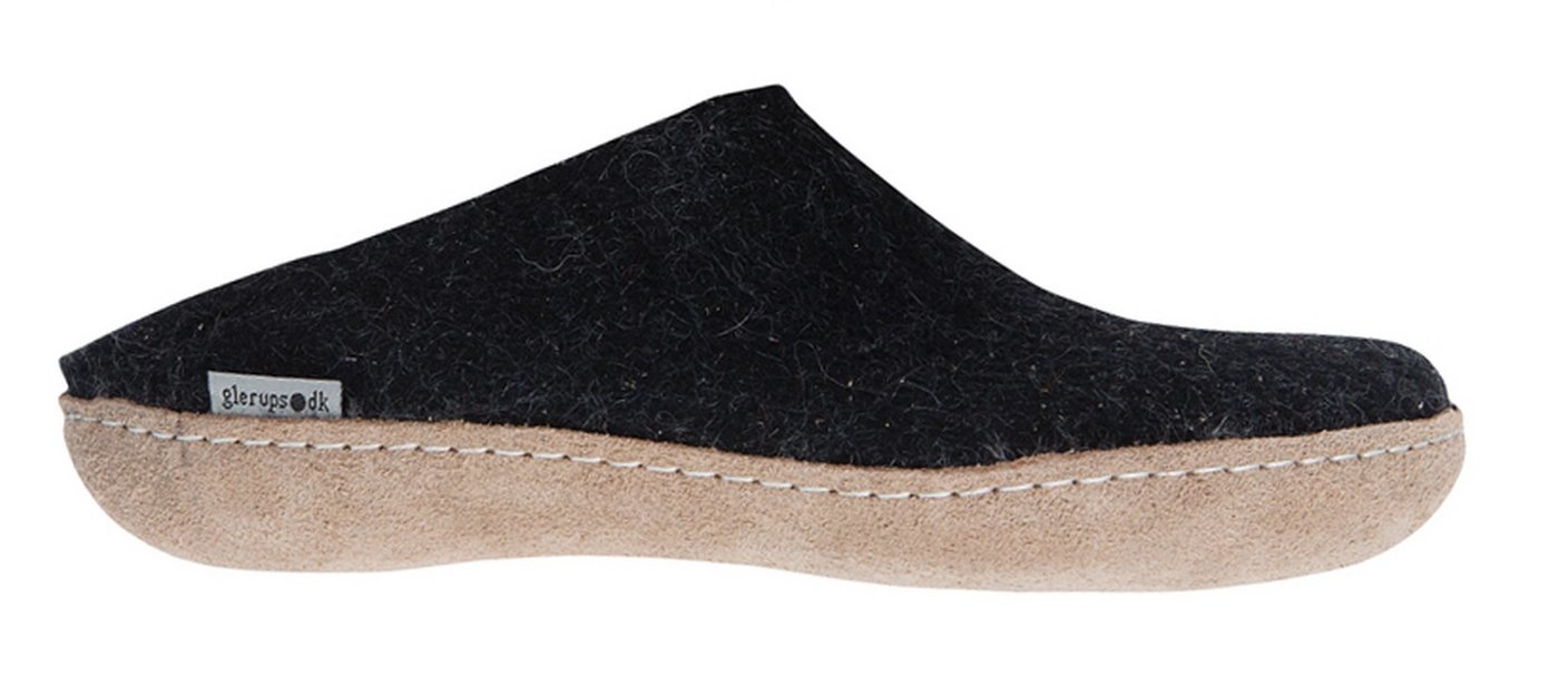 glerups dk Modell B Filzpantoffel Ledersohle Pantoffel antibakteriell, atmungsaktiv, hautschonend, geruchsneutral