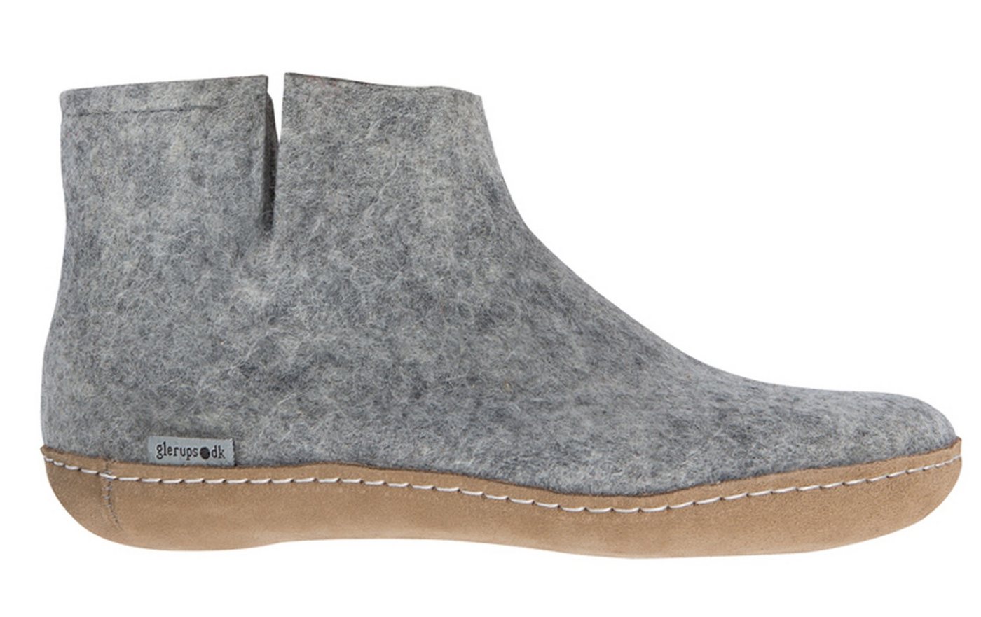 glerups dk Modell G Filzstiefel Ledersohle Hausschuh (grau)
