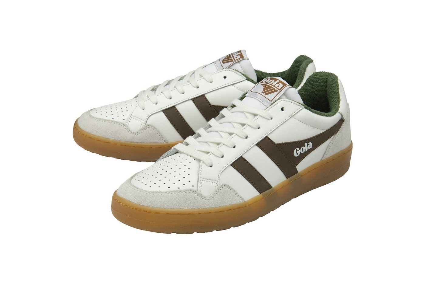 Gola Eagle '86 weiss/dunkelbraun/immergrün Herren Sneaker