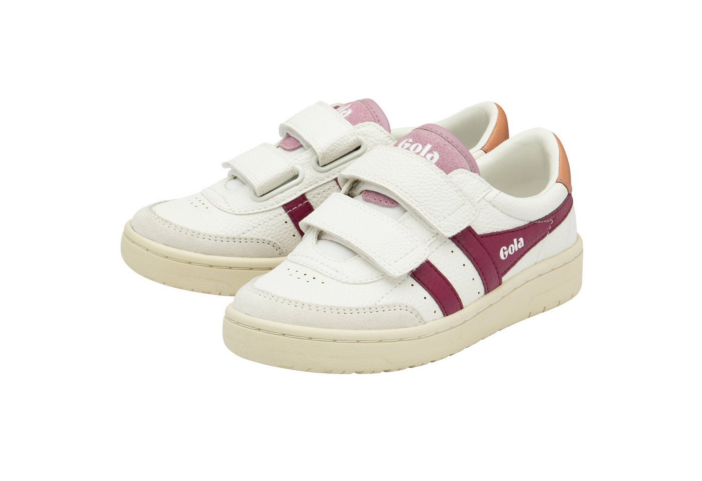 Gola Falcon 2025 (PU,Klettverschluss) weiss/kirschrot/terracottarot Kinder Sneaker