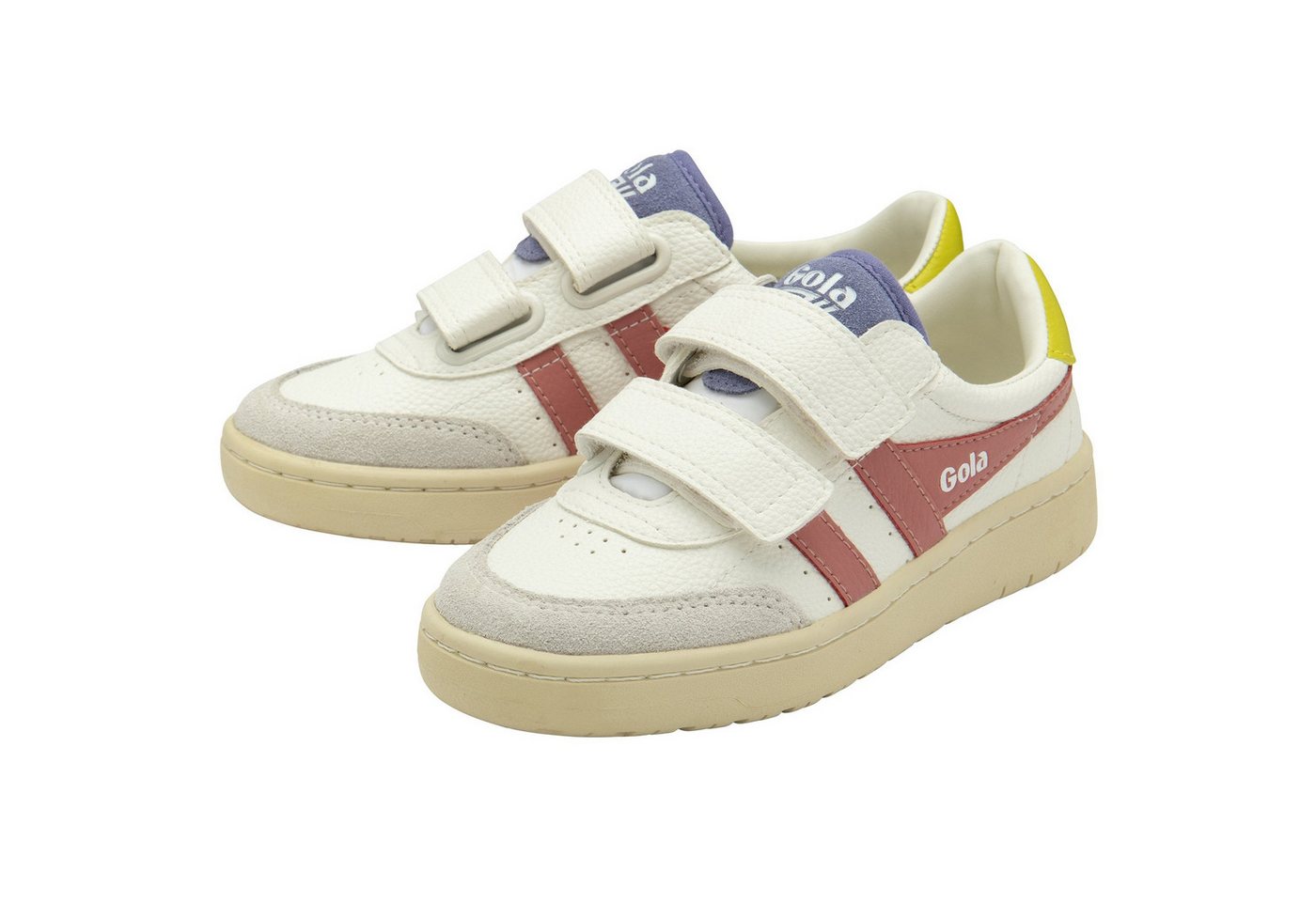 Gola Falcon 2025 (PU,Klettverschluss) weiss/rosa/gelb Kinder Sneaker