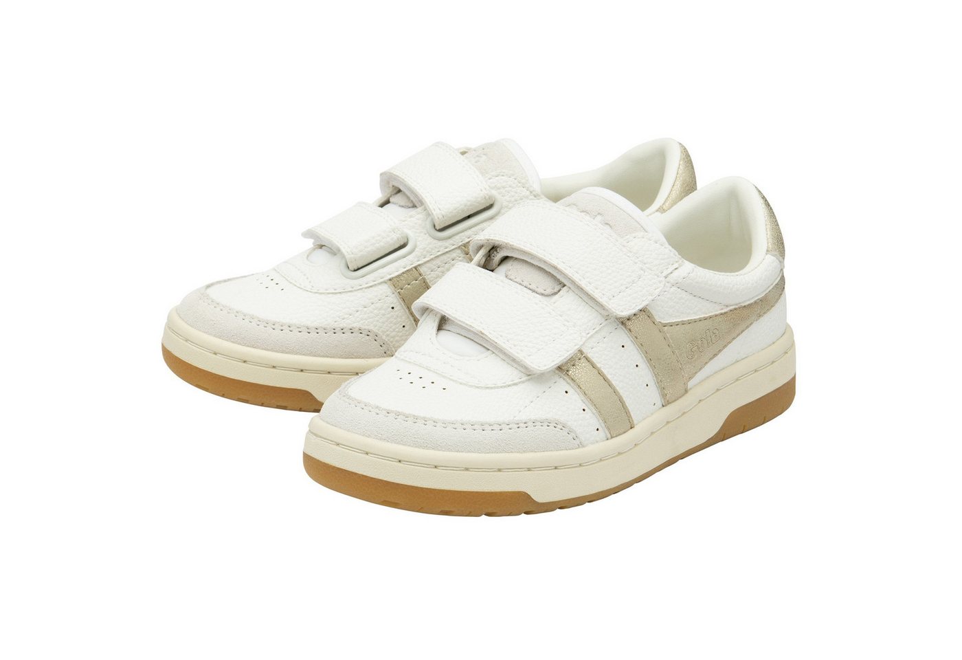 Gola Falcon Mirror 2025 (PU,Klettverschluss) weiss/gold Kinder Sneaker