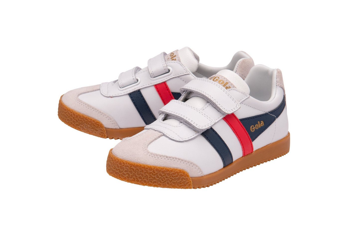 Gola Harrier 2025 (Leder,Klettverschluss) weiss/navyblau/rot Kinder Sneaker