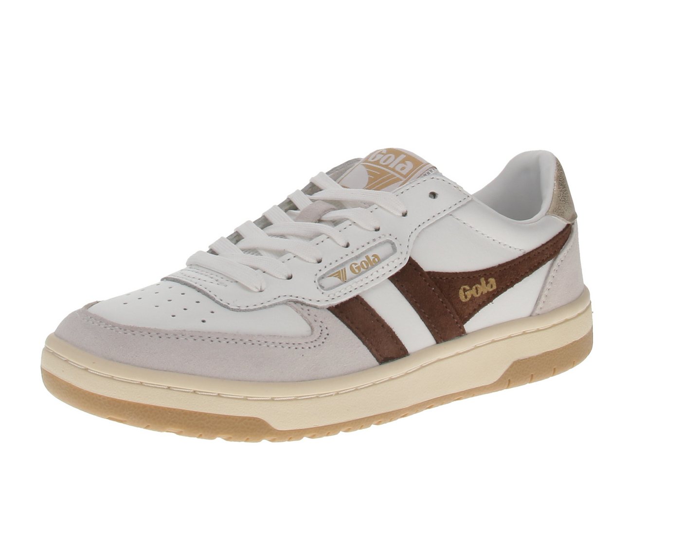 Gola Hawk - Damen Sneaker - White-Dark Brown-Gold Sneaker