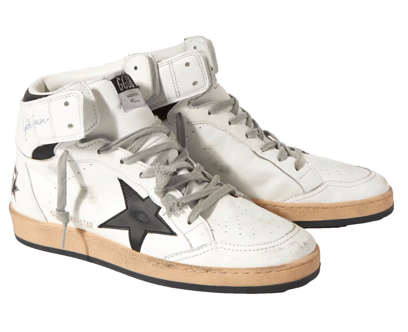 Golden Goose Herren Sky-Star High-Top Leder, Distressed Look, Made in Italy Sneaker Made in Italy – höchste Qualität und Handwerkskunst
