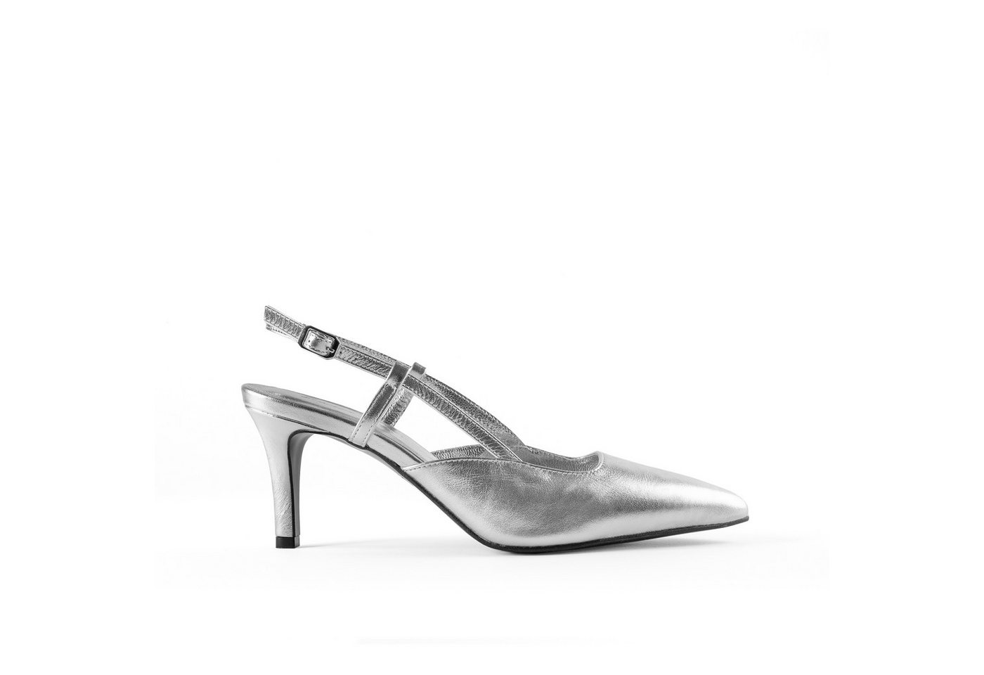 GosiaK. Agnes Slingpumps Wunderschöne Slingback Pumps aus echtem Leder, in elegantem Silber