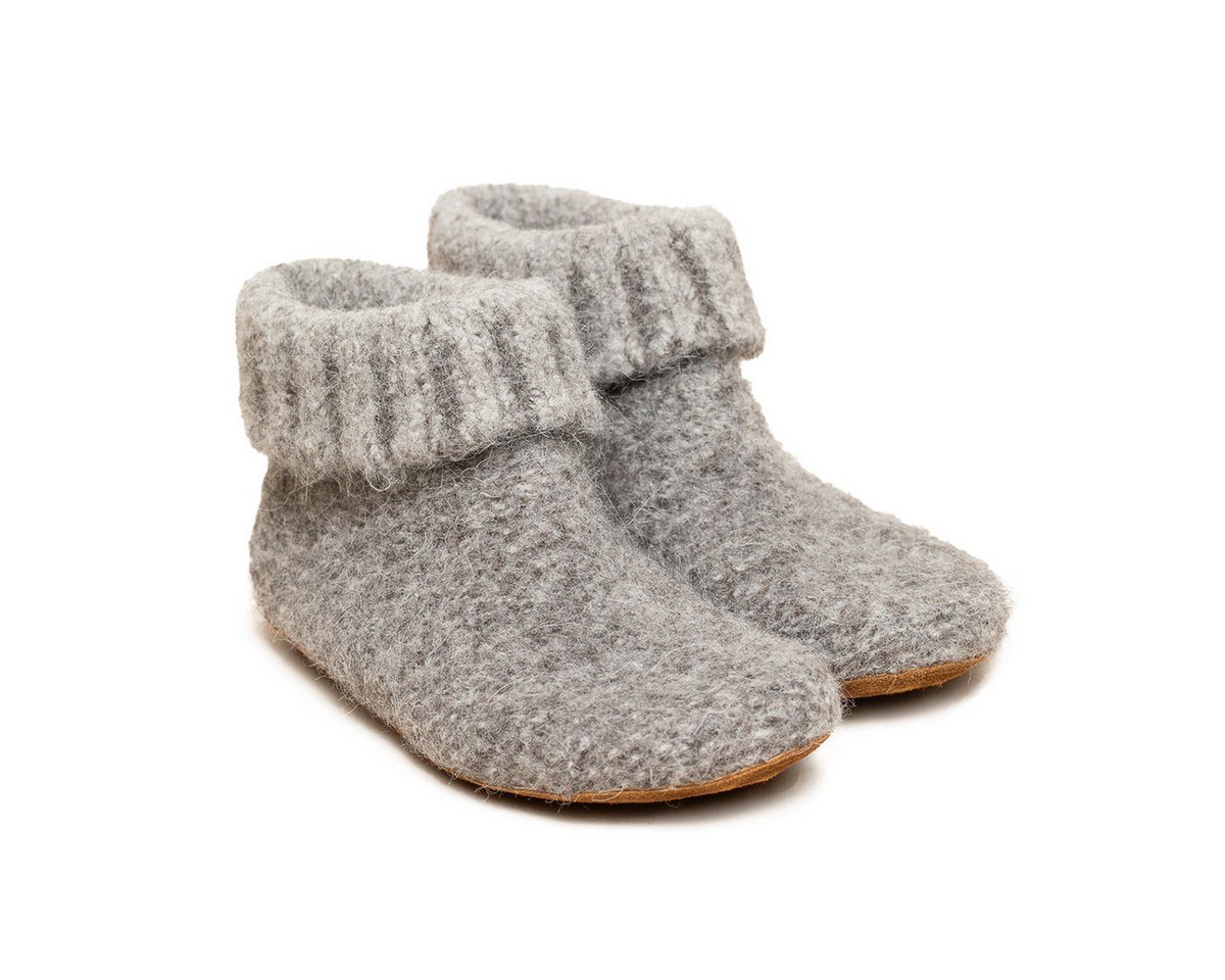 Gottstein Knit Boot Alpaka Hüttenschuhe (1-tlg) Hüttenschuh - Aus Alpaka-Wolle, Sohle aus Rindsleder