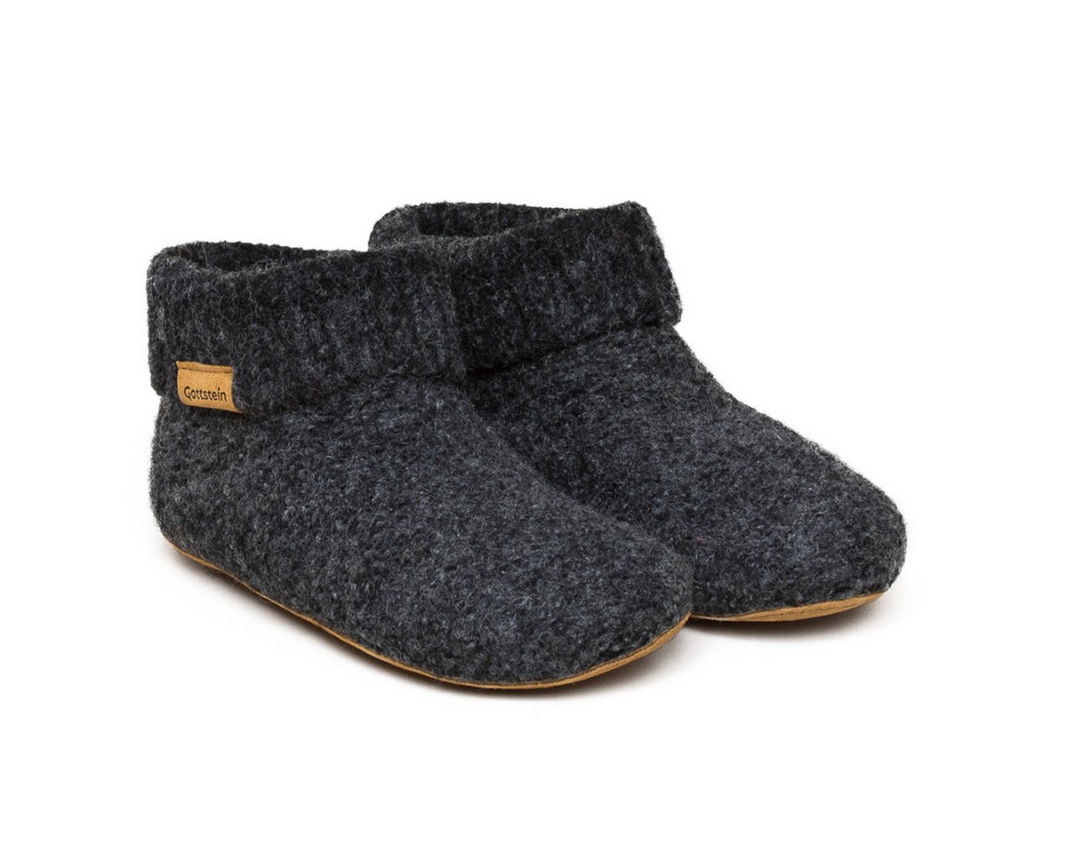 Gottstein Knit Boot Hüttenschuhe (1-tlg) Hüttenschuh - Aus 100% Schurwolle, Sohle aus Rindsleder