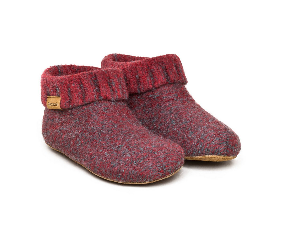 Gottstein Knit Boot Hüttenschuhe (1-tlg) Hüttenschuh - Aus 100% Schurwolle, Sohle aus Rindsleder