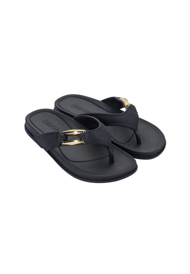 Grendha ESPLENDOR RAST AD - Zehentrenner / Flip Flop Zehentrenner Auffällige Metall-Applikation - bequeme Sohle (schwarz)