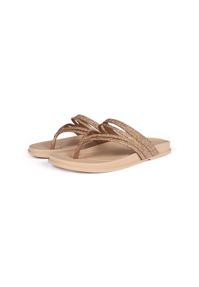 Grendha RADIANTE RAST AD - Zehentrenner für Damen Pantolette Glitzer-Riemen - rutschfeste Sohle - edles Design