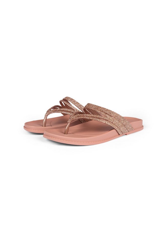 Grendha RADIANTE RAST AD - Zehentrenner für Damen Pantolette Glitzer-Riemen - rutschfeste Sohle - edles Design (rosa)