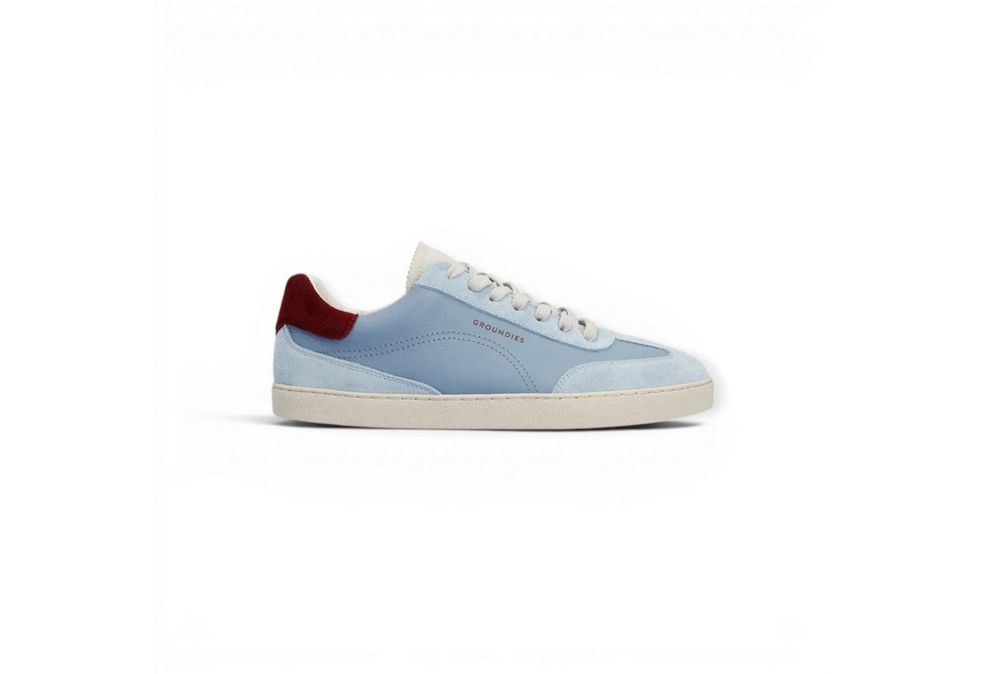 Groundies Panama (Zero Drop, breite Zehenbox) hellblau/bordeauxrot Damen Sneaker