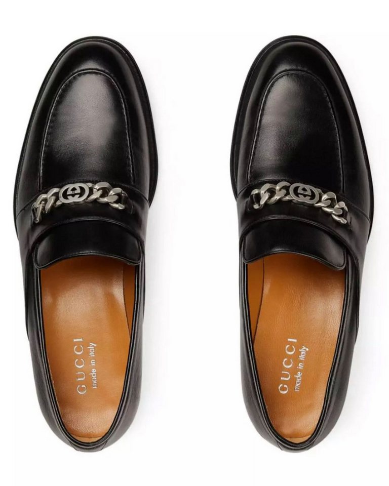 Gucci Chain Slip-On Loafers Mokassin Kettenverzierung im Palladium-Ton mit Miniatur-Interlocking