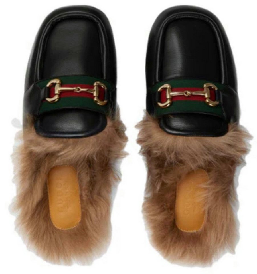 Gucci Horsebit Pantoffeln Sandalen Ace Sneakers Slippers Schuhe Trainers Slipper mit Goldfarbenes Horsebit und Web-Streifen