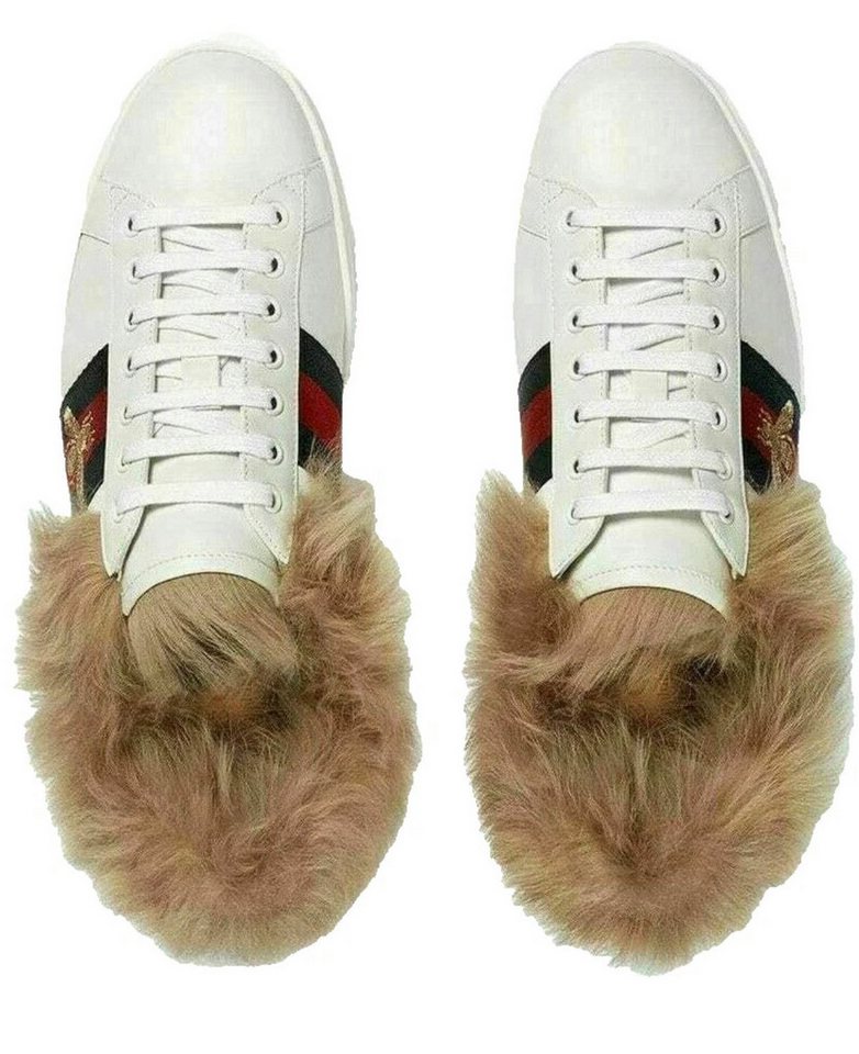 Gucci Unisex Ace mit Lammfell – Luxuriöse Leder-Sneaker aus Italien Sneaker Lammfellfutter sorgt für außergewöhnlichen Tragekomfort