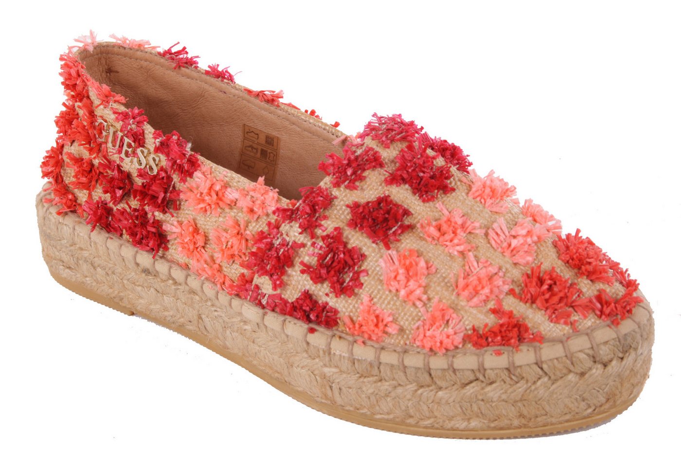 Guess Damen Schlüpfschuhe Slipper Espandrilles Natur/Rot #747(EUR 35) Schnürschuh