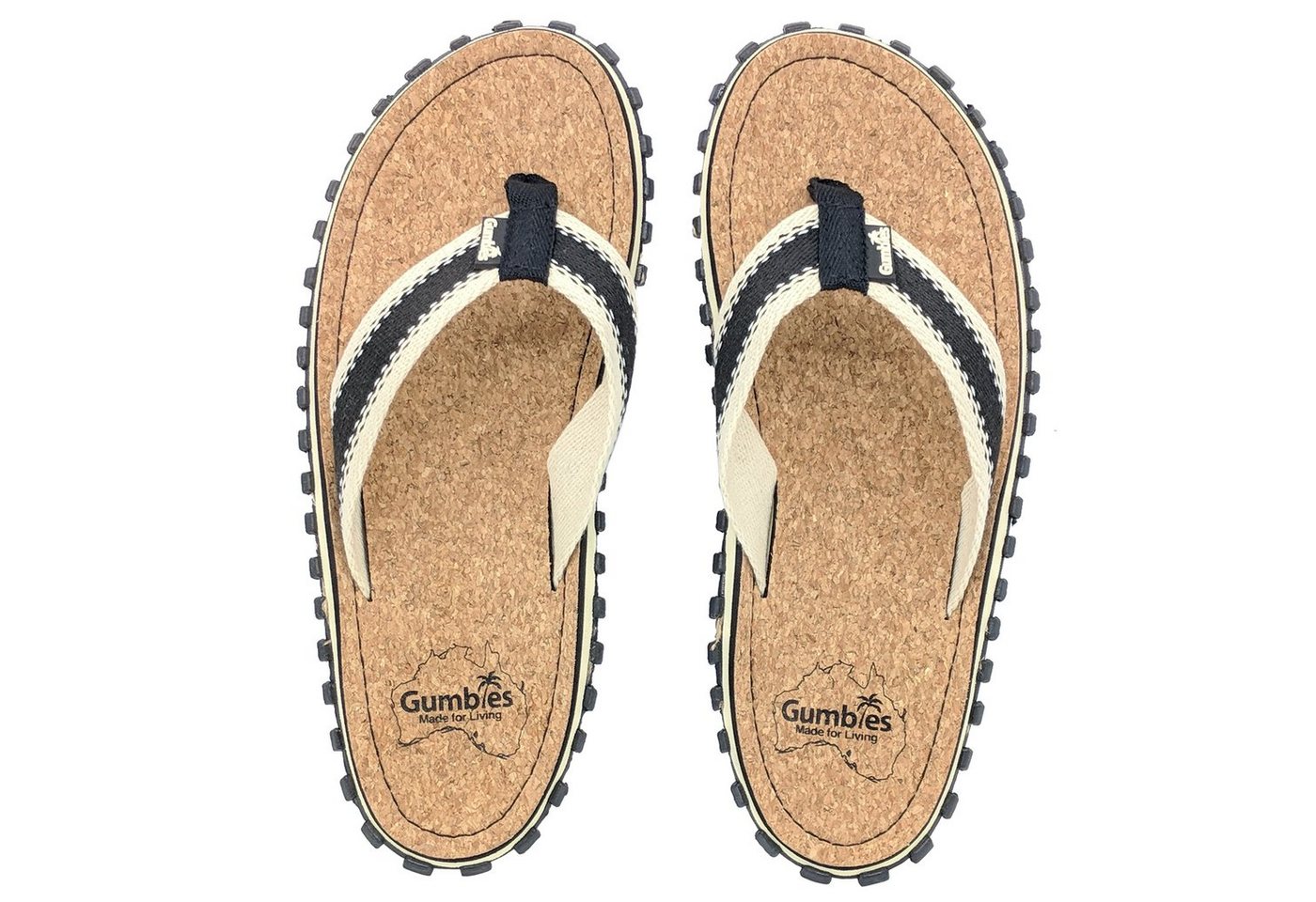 Gumbies Corker in Black T-Strap-Zehentrenner Hergestellt aus recycelten Materialien