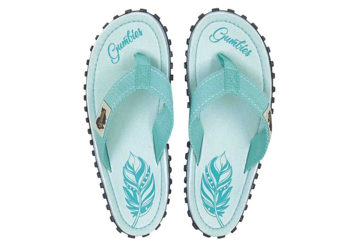 Gumbies Original in Boho Mint T-Strap-Zehentrenner aus recycelten Materialien hergestellt, stabile Gummisole