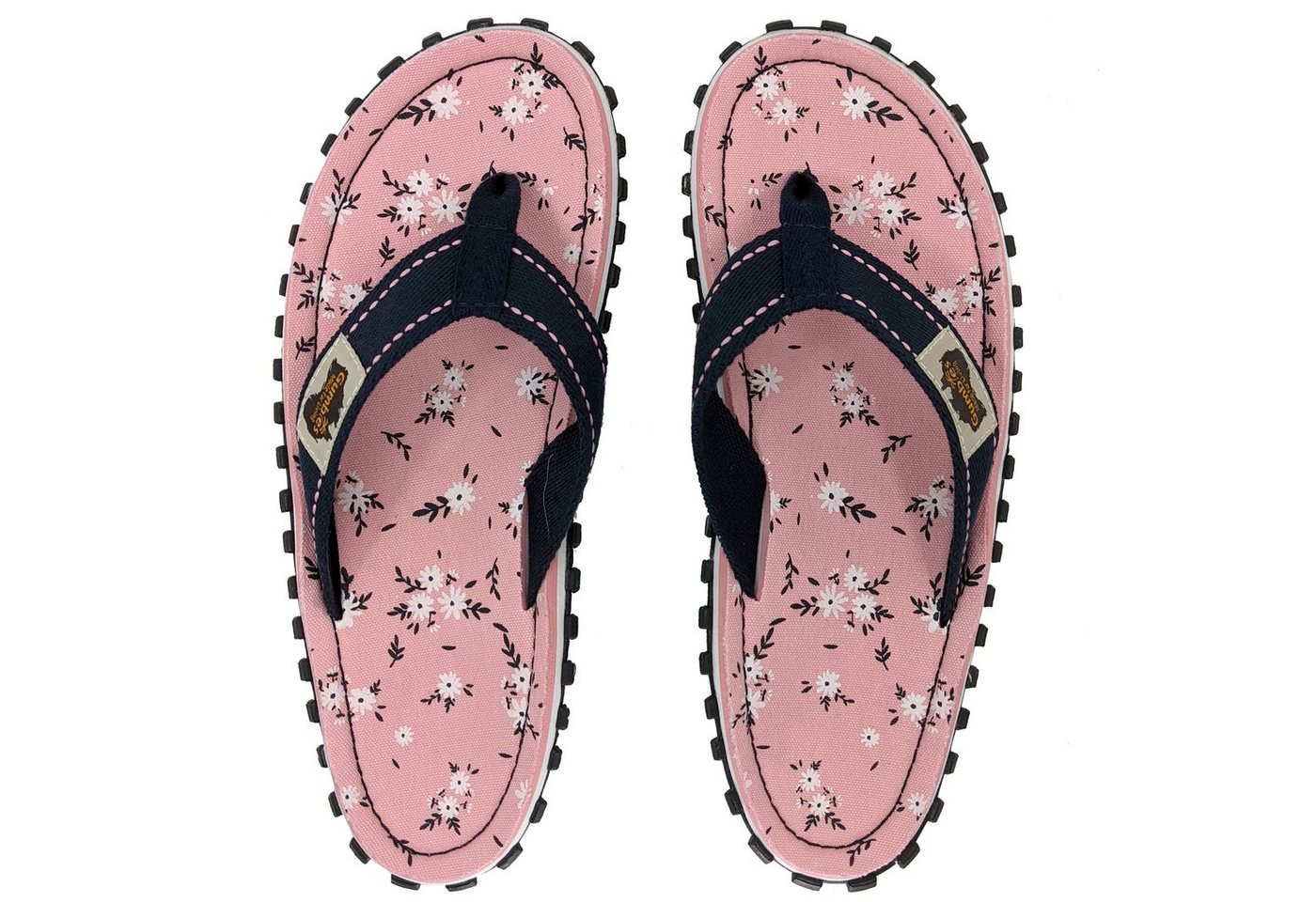 Gumbies Original in Ditsy T-Strap-Zehentrenner aus recycelten Materialien hergestellt, stabile Gummisole